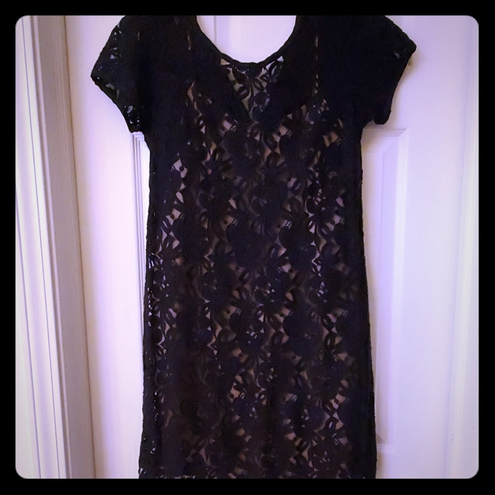 Ann Taylor Loft black lace dress sz 4